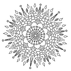 floral mandala for yoga practice or coloring book