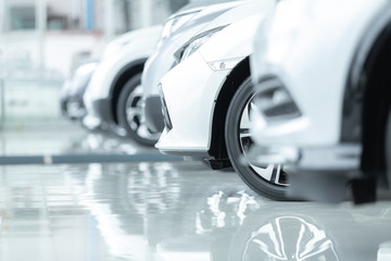 Cars For Sale, Automotive Industry, Cars Dealership Parking Lot. Rows of Brand New Vehicles...