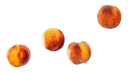 Peach fruits on white background