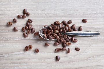coffee beans and a spoon