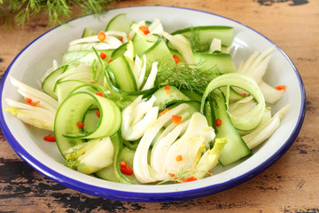 Vegetarian salad with cucumber and fennel
