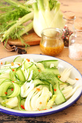 Vegetarian salad with cucumber and fennel