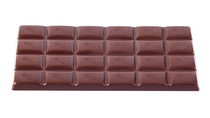 Milk chocolate bar isolated on white background
