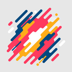 Modern abstract geometric background with various rounded linear figures. Vector illustration of a dynamic composition.