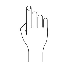 Hand touching symbol black and white