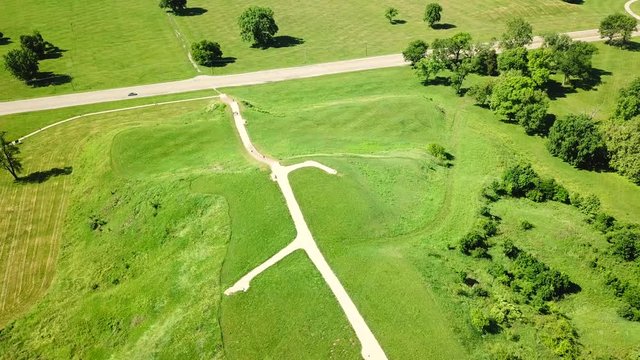 Birds eye view of the large Mound