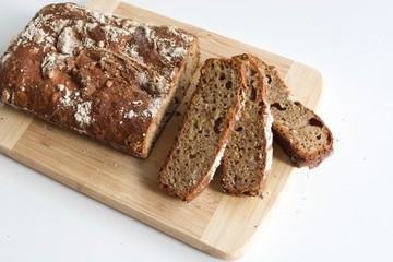Tasty bread on the white background 