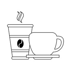 Coffee mug and cup to go black and white