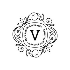 Monogram logo template with flourishes calligraphic elegant ornament frames. Identity design with letter for cafe, shop, store, restaurant, boutique, hotel, heraldic, fashion and etc.