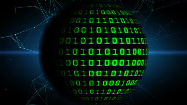 Binary code black and green background with digits moving on screen, Concept of digital age. Algorithm binary, data code, decryption and encoding, row matrix background.