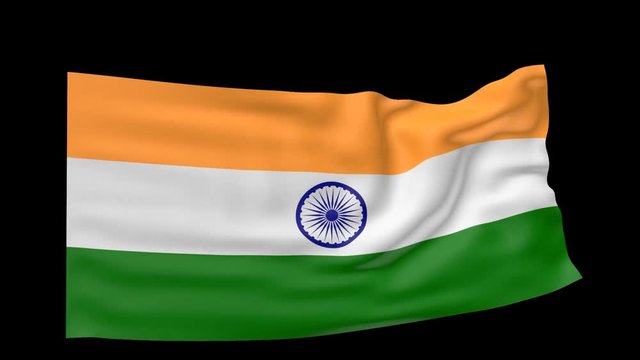 india flag over black background 3d animation