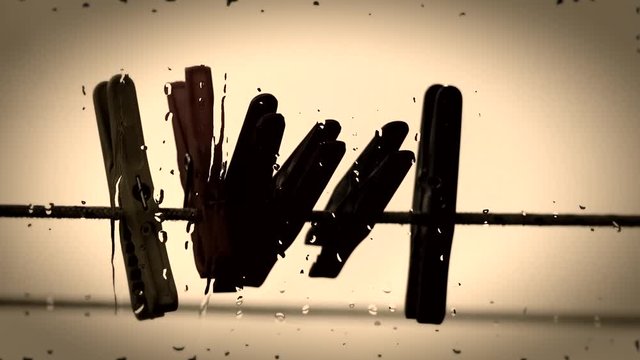 a few clips on the drying cord through the rain window