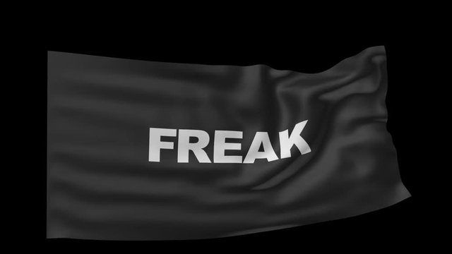 black freak flag over black background 3d animation