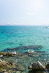 Sea water on sunny day, nature background. Ocean view on sunny summer day