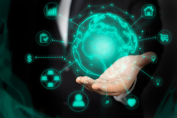 business hand using internet