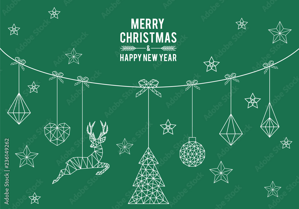 Wall mural Geometric Christmas card, vector design elements