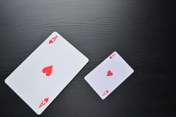 Casino. Poker. Playing cards. The opposition of large and small