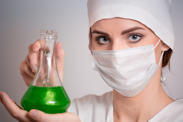 Doctor with a mixture. Medic with a cure for diseases