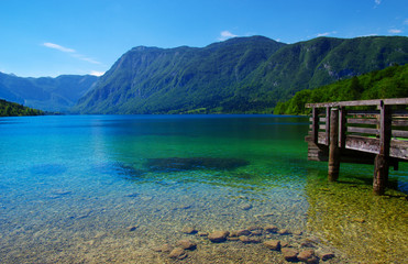  Landscape Bohinj Lake,with clear water.