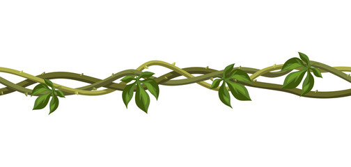 Twisted wild liana branch seamless pattern.