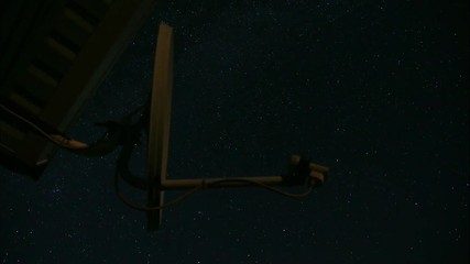 Satellite Antenna On The Background Of The Night Starry Sky Timelapse - Powered by Adobe