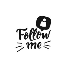 Social media banner follow me.Hand drawn lettering card follow me.