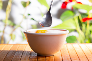 Healthy breakfast with honey