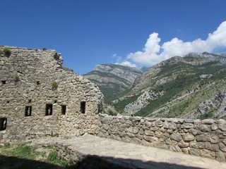Fototapeta na wymiar View to the mountains from Bar old town wall, Montenegro