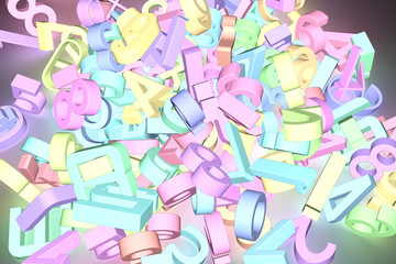 Background abstract CGI typography, character 123 number for design, graphic resource. Colorful 3D rendering.