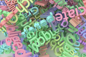 Colorful 3D rendering. Illustrations of CGI typography, character, thank you for graphic design or wallpapers.
