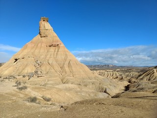 The Castildetierra geologic formation in the Bardenas Reales desdert badland in Navarre region, Spain