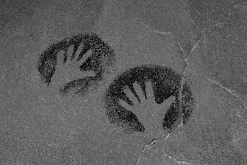 the human hand is depicted on the wall of caves by the ancient people. history of antiquities,...