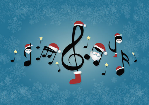 Musical notes with Christmas decorations