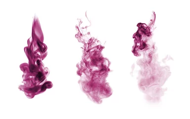 Rolgordijnen Magenta smoke blot isolated on white © Liliia