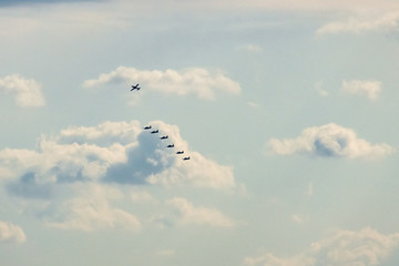 formation flying in the sky