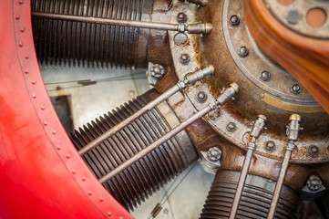 oily vintage aircraft engine circa WW1