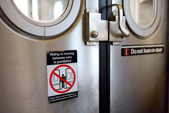 Subway Train Doors And Windows In New York