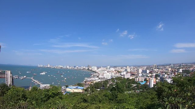 timelapse view of Pattaya city in Thailand
