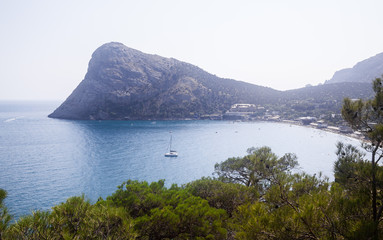 Yacht in the Black Sea, Novy Svet settlement, Crimea