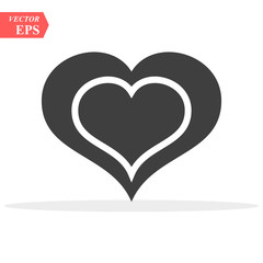 Heart Icon Vector. Perfect Love symbol. Valentine s Day sign, emblem isolated on white background with shadow, Flat style for graphic and web design, logo. EPS10
