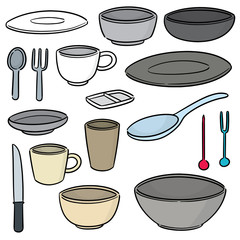 Obraz premium vector set of tableware