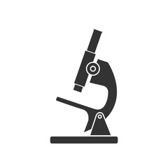 Microscope icon, silhouette. Vector illustration, flat design.
