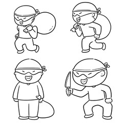 vector set of thief
