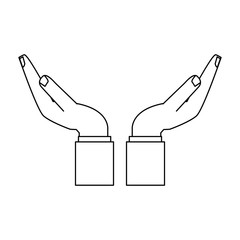 Businessman hands open black and white