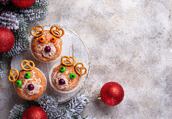 Christmas cupcake in shape of deer or bear