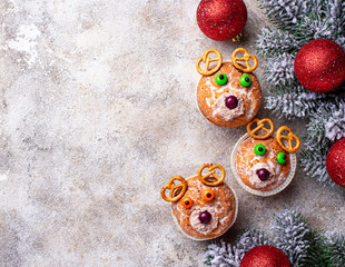 Christmas cupcake in shape of deer or bear