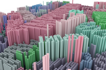 Obraz premium Keyword of Improvement. Shape composition, geometric structure, block for design texture, background. Colorful 3D rendering.