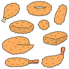 vector set of fried food