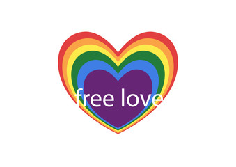 Sign of hearts in colors of LGBT rainbow