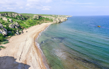 Fototapeta na wymiar Coast of the Azov Sea, Crimea, Kerch, general beaches